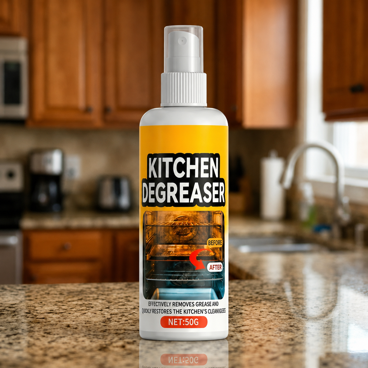 GreaseKiller Spray in einer sauberen Küche